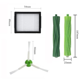 Replacement Parts Compatible with iRobot Roomba I, E & J Series i7 i7+ i2 i3 i3+ i4 i4+ i6 i6+ i8 i8+/Plus j6+ j7 E5 E6 E7, 1 Set of Multi-Surface Rubber Brushes, 4 HEPA Filters, 4 Side Brushes