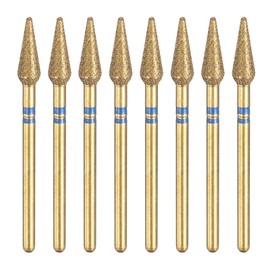 sourcing map 8pcs 120-140 Grits Diamond Grinding Bit 4.2mm Bullet-Head 2.35mm Shank 12mm Length Titanium Plated Stone Sanding Drill Bits Rotary Tool for Nails Grinding Polishing, Blue