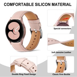 VELULYX genuine leather strap compatible Galaxy Watch 7/FE/6/5/4 40mm 44mm, 20mm Strap for Galaxy Watch 6 Classic/Galaxy Watch 4 Classic/Watch 5 Pro/Watch 3 41mm/Active 2/Active 40MM/Galaxy Watch 42mm