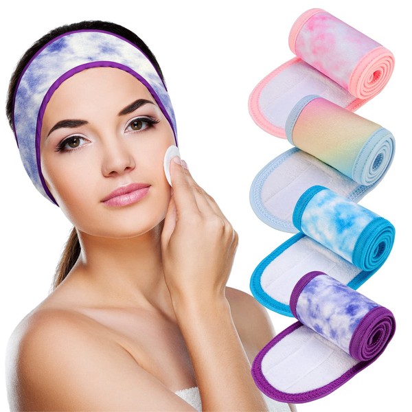 Denfany Denfany Spa Facial Headband, Terry Cloth Headband 4 Pack