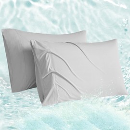 Accuratex Cooling Pillow Cases King Size Set of 2,Envelope Soft Breathable Cooling Pillowcase for Hot Sleepers,Gray Ultra Slip Pillow Covers for Hair and Skin,Gifts,20×36inches