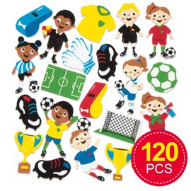 Baker Ross AR505 Football Foam Stickers (Pack of 120), Asst Colours