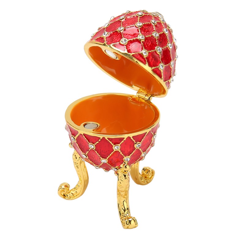 Egg Shaped Trinket Box Zinc Alloy Hinged Jewelry Ring Holder