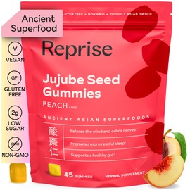 Jujube Seeds in Daily Gummies, 300 mg Full-Spectrum Jujube Seeds, Supports Relaxation & Restful Sleep, 100% Plant Based Vegan & Gelatin Free, Peach Flavored, 45 Gummies