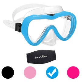 OMGear Diving Mask Snorkeling Gear Kids Adult Snorkel Mask Dive Goggles Silicone Swim Glasses with Nose Cover for Scuba Free Diving Spearfishing Neoprene Strap Cover Impact Resistance (Aqua)