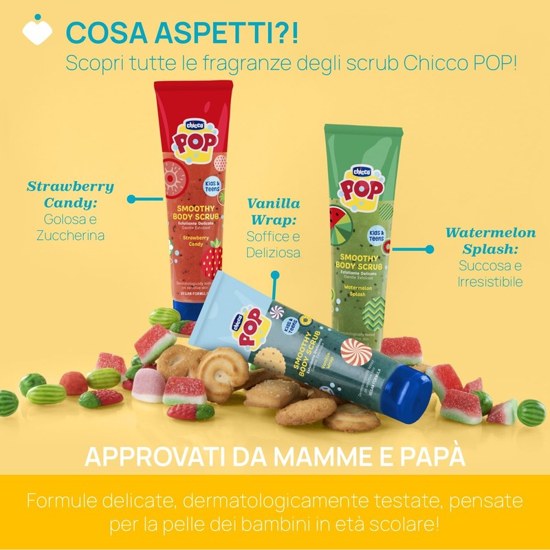 Chicco POP Smoothy Scrub Corpo Bambini e Ragazzi 150ml, Scrub