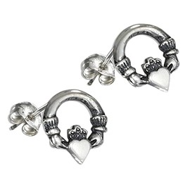 Irish Claddagh 925 Solid Sterling Silver Stud Post Earrings DIY Crafting by Wholesale Charms