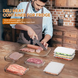 YTROG Lunch Meat Ham and Cold Cuts Container-Deli Meat Container for fridge With Soft Silicone Seal Lids to Keep Fresh-Stackable Fridge Storage Bacon and Cheese Storage Container BPA Free 3 PCS Clear