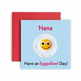 Huxters Birthday Cards for Women – Have An Eggsellent Nana Happy Birthday Card – Nana Birthday Card with Lovely Pink Envelope – Funny Birthday Card for Nana (Nana)