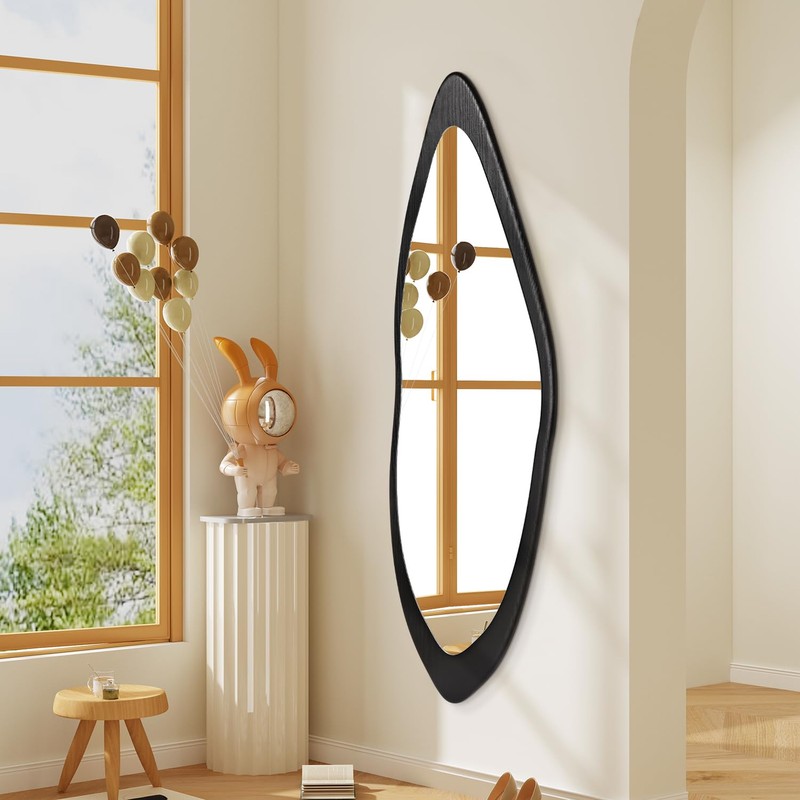 AAZZKANG Irregular Wall Mirror Full Length Large with Wood Framed