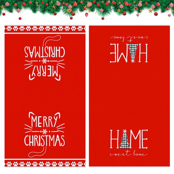 Cosiesnest Pack of 2 Tea Towels Christmas Kitchen Towels 45