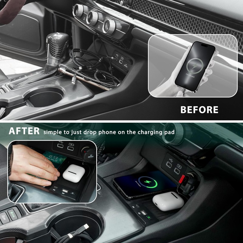 KEWISAUTO Car Wireless Charger for 2022-2024 Honda Civic, Center Console