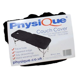 PHYSIQUE Couch Cover for Massage Table/Bed - Protective cover with Face Hole - Massage Bed Cover, Comfortable and Thick Fabric - Black