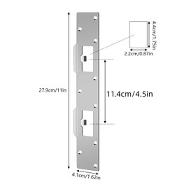 Double Holes Latch Reinforcement Plate Heavy Duty Security Latch Plate Security Striker Plates for Exterior Interior Door Deadbolt Fix Door Frame for 4.5 inch Hole Center (Silver-2Pcs)