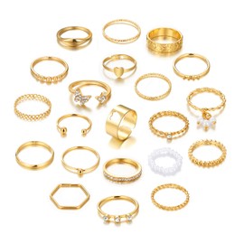 XSDSLS 21 Pcs Vintage Knuckle Rings for Women boho Stackable Joint Finger Rings Open Thumb Ring Set Butterfly Heart Midi Silver/Gold Rings for Women Girls for Christmas Valentine Birthday (Gold)
