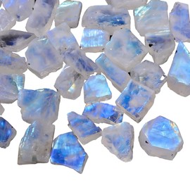 GEMKORA 30 carats Natural Rainbow Moonstone Rough Gemstone, June Birthstone, Raw Crystals Rock, Jewelry Making Supplies, Chakra Healing, Crafts & DIY Stone, 10 to 15mm, 5-7 Pcs
