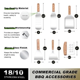 18Pcs Griddle Accessories kit, Joyfair Commercial 18/10 Stainless Steel Flat Top Griddle Grill Tools, Metal Grilling Spatulas Set for Outdoor & Indoor Cooking - Camping, Backyard BBQ, Restaurant