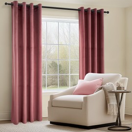 Topfinel Dusty Pink 102 Inches Long Custom Velvet Curtains, Internet Famous Dorm Luxury Curtains for Sliding Door Dinning Room,Grommet Pleated Room Darkening Heavy Curtain Drapes Bay Window 2 Panels