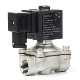 U.S. Solid Solenoid Valve Solenoid Valve Stainless Steel G 1/2 Inch 24 V AC Normally Closed NC 0-10 Bar Electric Water Valve for Water Air Diesel Kerosene Petrol