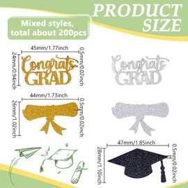 AHANDMAKER 200pcs Graduation Party-Decorations Black Gold-Silver Confetti Congrats Graduation Table Scatter Confetti for Congrats Grad Theme Party Table Decor Favors