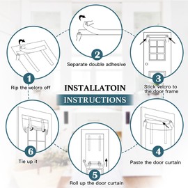 PONY DANCE French Door Curtain Transparent Curtain White Semi-Transparent French Door Curtains with Velcro Fastening for Sliding Doors, 2 Pieces 70 x 240 cm