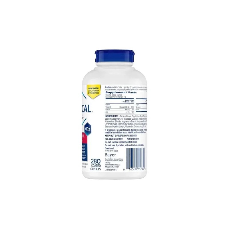 Calcio y Vitamina D3 Bayer Citracal Max con Zinc y