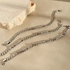 EVE'S ADDICTION Stainless Steel Figaro Chain Engravable Two Name Bar