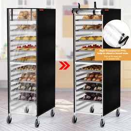 Bun Pan Rack Cover, Bakery Bread Speed Rack Cover with Zipper and Vent Fit 20 Tier / 10 Tier Bakery Shelf High Transparent Panels Waterproof and Dustproof 23"X28"X61"