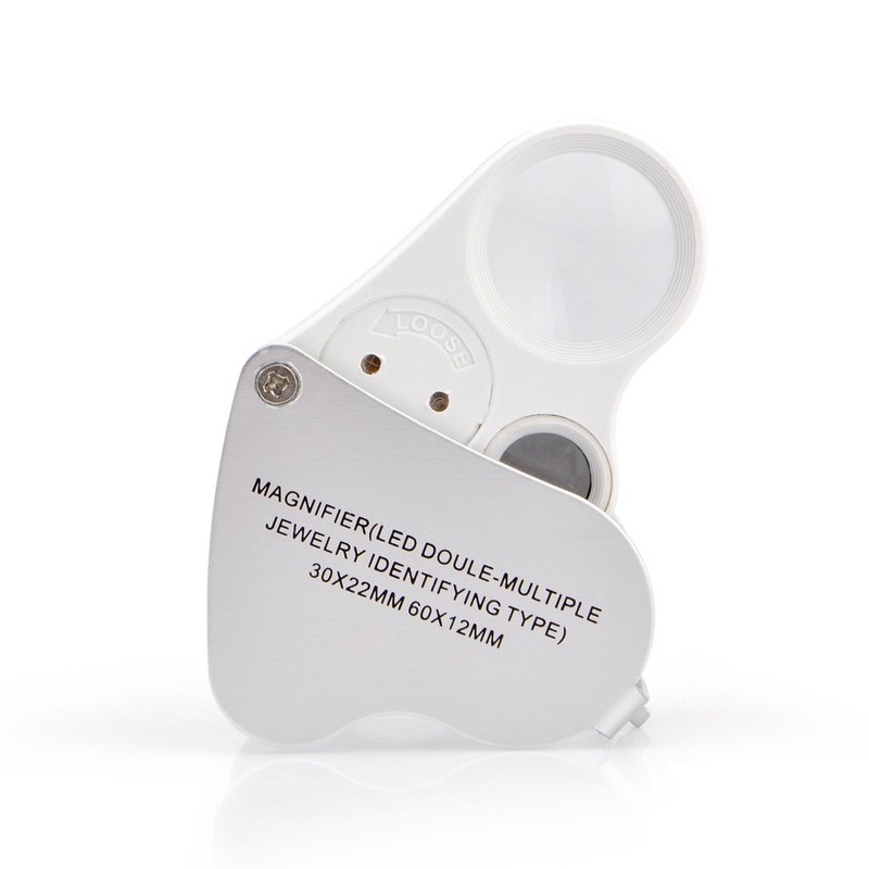 iKKEGOL 30x 60x Dual Lens Jewelers Eye Loupe Illuminated LED