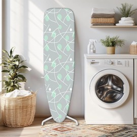 BSFHH Ironing Board Cover 15x54 Inch- Standard Cotton Cover with Strong Elastic Edge & Stain Resistant Surface (Ellipse-Line, 15" x 54")