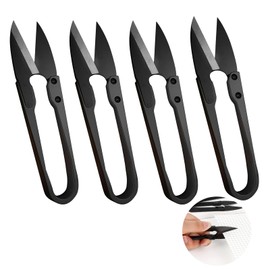 4 Pcs U Sewing Scissors - Black Carbon Steel Thread Snips, Small Yarn Thread Cutter with Comfortable Handle for Embroidery, Fabric Cutting, Fishing, Craft & DIY Supplies