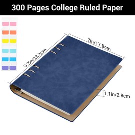 Yarotm Notizbuch A5 Liniert - Spiralblock Notizheft Dunkelblau 14x21cm - 100GSM Liniert Notizblock A5-300 Seiten Ring Binder Notebook A5 - Notizbuch Leder PU Reisetagebuch Nachfüllbar