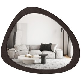 WallBeyond Asymmetrical Mirror, Irregular Wall Mirror, Wall Mirrors Decorative for Bedroom Living Room entryway Hall, Wood Mirror for mid Century Modern Decor 23" H x 19" W, Black