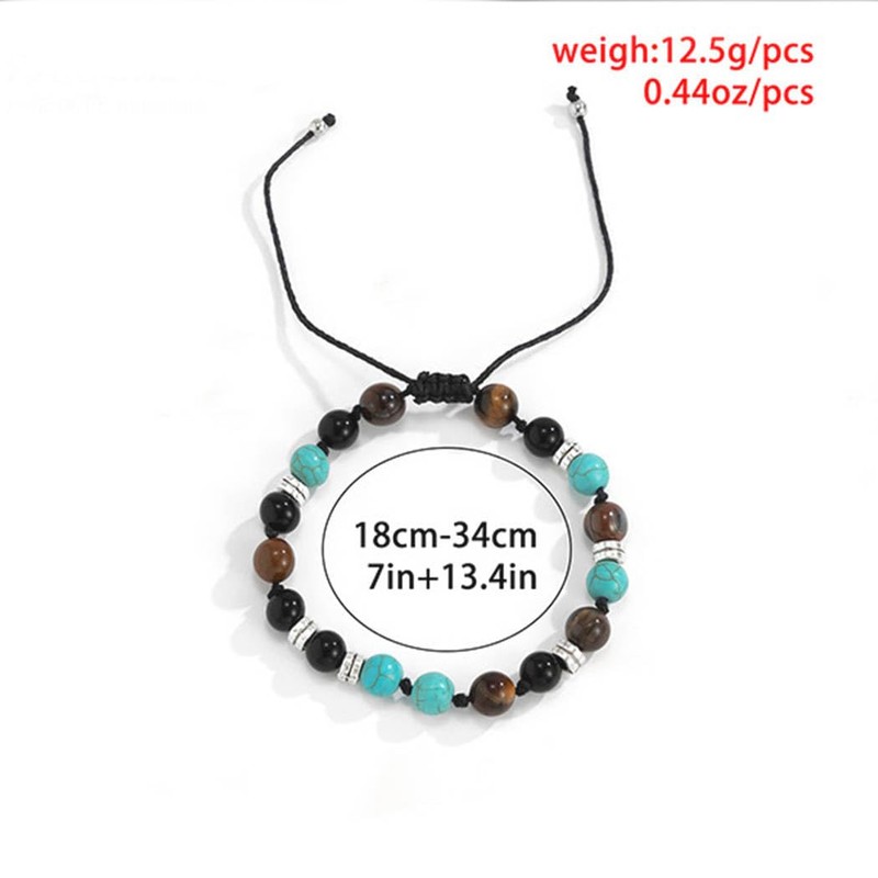 Bemous Boho Turquoise Bracelets for Men Healing Crystal Bracelet Black