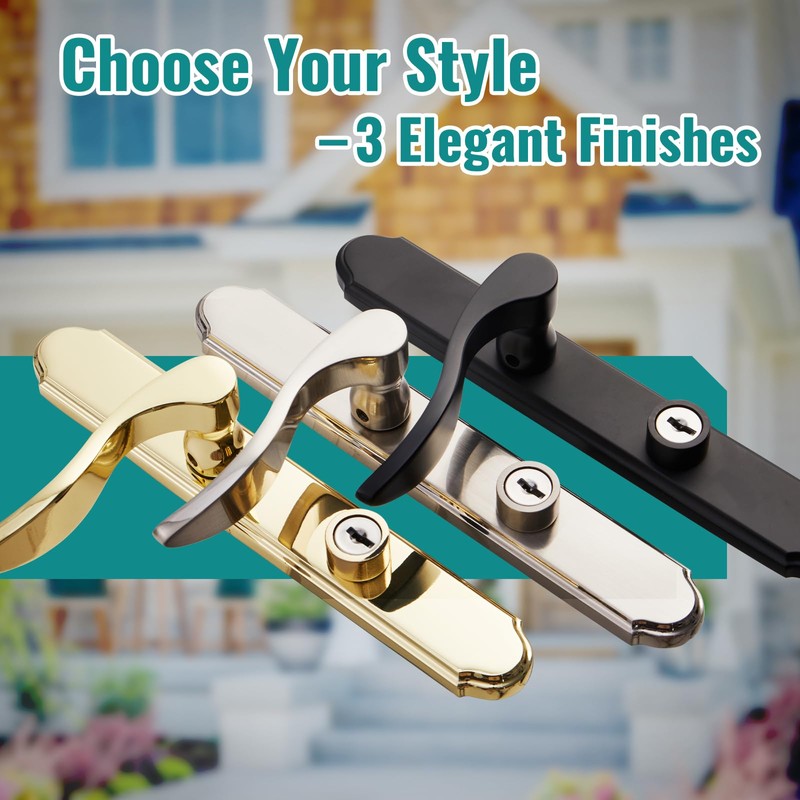 MaxxGeek Flat Slot Storm Door Handle Complete Set, Mortise Keyed