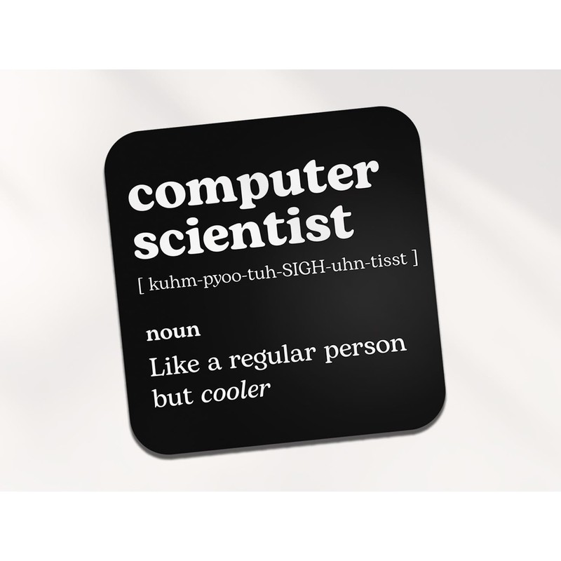 Computer Scientist Square Coaster - IT Work New Job Dictionary