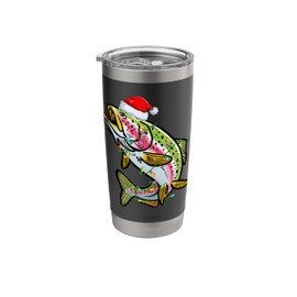 Xmas Lights Santa Hat Rainbow Trout Fish Christmas Stainless Steel Insulated Tumbler