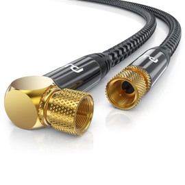 CSL 10 m HDTV Satellite Cable with Braiding 8k 4k HDTV - 135Db 75 Ohm - F Plug (Angled) to F Plug (Straight) - SAT Cable Angled 90° Degree - HDTV Antenna Cable - DVB-T2 Radio FM DAB DAB