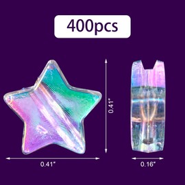 OIIKI 400 PCS Acrylic Star Beads, Star Shape Charming Beads, Clear Acrylic 10mm AB Star Beads for DIY Jewelry Craft Making Necklace Bracelet Supplies (4 Pack x 100 PCS)