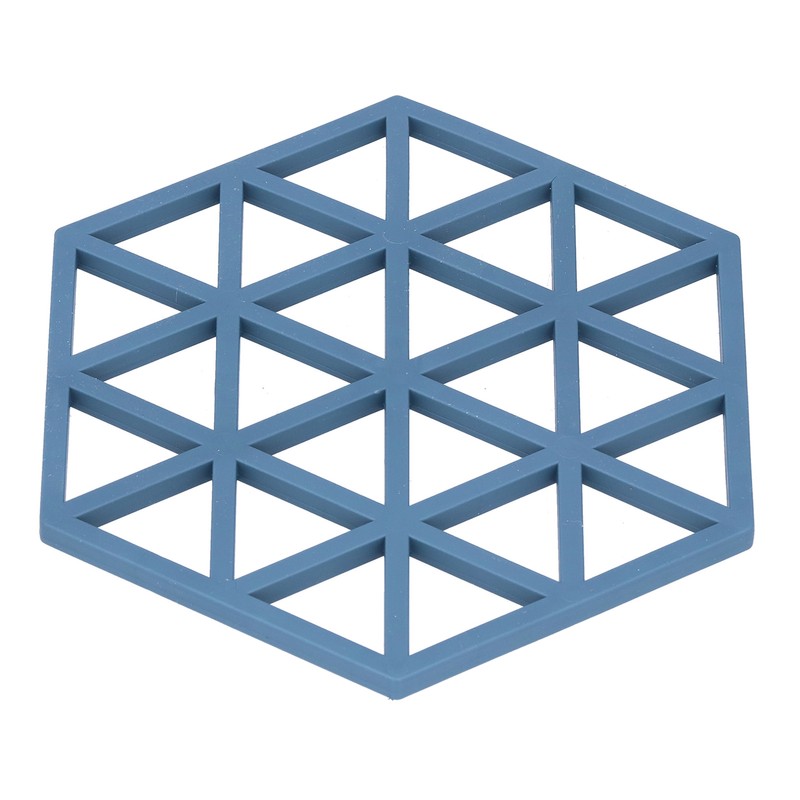 5pcs Table Mats Geometric Hex Shape Hollow Silicone Blue Insulation