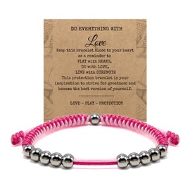 LAMIBEE Golf Stainless Steel 10 Bead Score Counter Bracelet, Golf Stroke Count Bracelet, Resizable Easy to Adjust Golf Round Scoring Tracker, Durable Stylish Golf Accessory (Light Pink and Hot Pink)