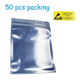 CW-Mart Resealable Antistatic Ziplock ESD Shielding Bags 50 Pcs (15x20 cm/6x8 inch) Anti Static for 3.5" HDD SDD Electronic Device