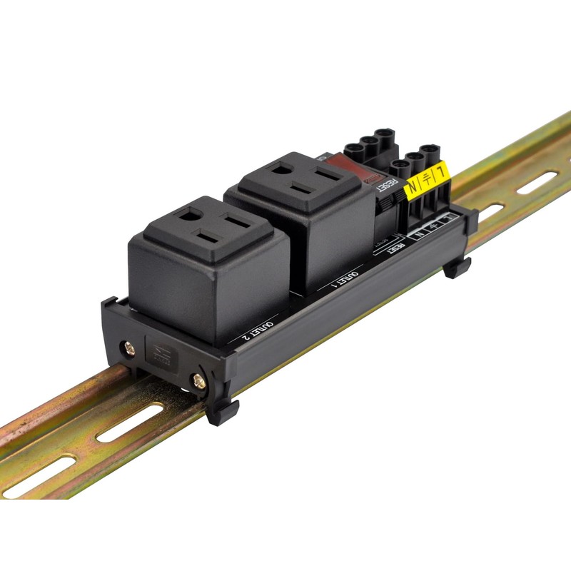 DIN Rail Mount AC 120V NEMA 5-15R Double Receptacles Outlet