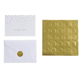 Gartner Studios Thank You Cards, 50 Thank You Notes with Envelopes, 3.5” x 5”, Gold Foil Dot Details, Matching Envelopes and Gold Foil Seals, 50-Pack