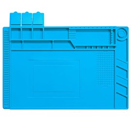 TerraShine 作業マット 455x300mm 電子工作マット はんだマット 修理パッド 分解マット マットマグネット付 目盛り付く 滑り止め 耐熱500℃ 多機能 時計修理 電子機器修理用 絶縁溶接用 （S-160）