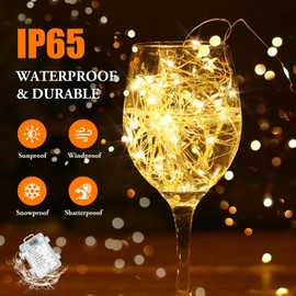 Lakumu 6-Pack 33FT 100 LED Fairy Lights Battery Operated, Remote Control String Lights with Timer, 8 Modes Waterproof Outdoor Twinkle Lights for Bedroom Classroom Dorm DIY Christmas Party, Warm White