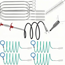 79-Inch Flexible Pipe Cleaning Brush (4-Pack), 35.5-Inch Sink Snake Hair Remover & 39.5-Inch Drain Brush (4-Pack) – for Car Sunroof, Shower, Toilet, Bathtub, Sink Drain Cleaning Tools