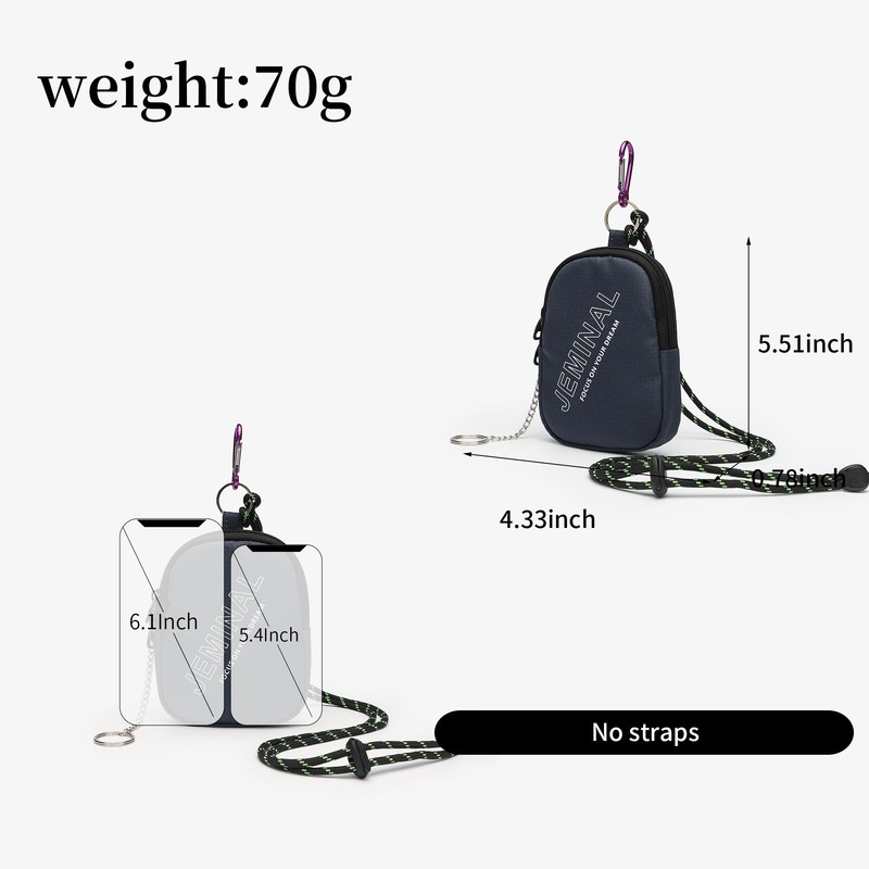JEMINAL Nylon Double Zipper Coin Wallet with Belt Loop &