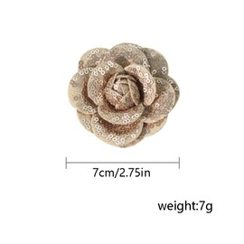 Elegant Glitter Rose Flower Brooch Lapel Pins for Women Fashion 3D Camellia Floral Brooches Pin for Wedding Dress Suit Accessories Jewelry Boutonniere Corsage Wedding Party 75mm, Small, Metal, no