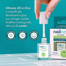 Nailner Nailner Ultimate All-in-One Nail Hardening Treatment C Nail Polish Strengthener C Clear Nail Varnish C Nail Strengthener for Damaged Nails C For Stronger, Harder, Healthier-Looking Nails C 10ml